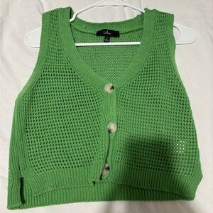 Lulu's Green Sleeveless Ribbed Crop Tank